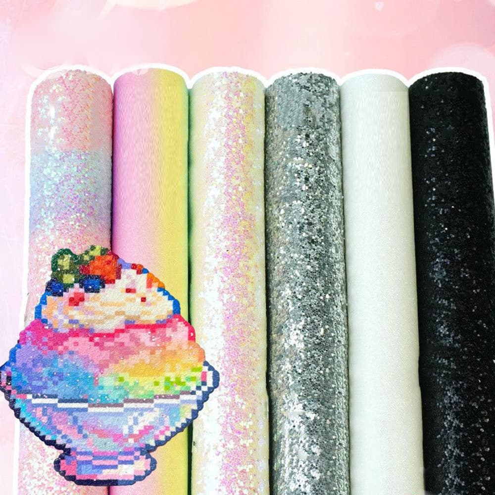 Arco-Íris Chunky Glitter Tecido De Transferência De Calor Holográfico Lantejoulas Rolo De Couro DIY Ita Saco Grampo De C