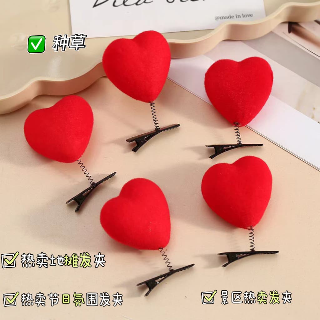 10 grampos de cabelo de coração vermelho acessórios de cabelo de jardim de infância presentes para crianças grampo de ca