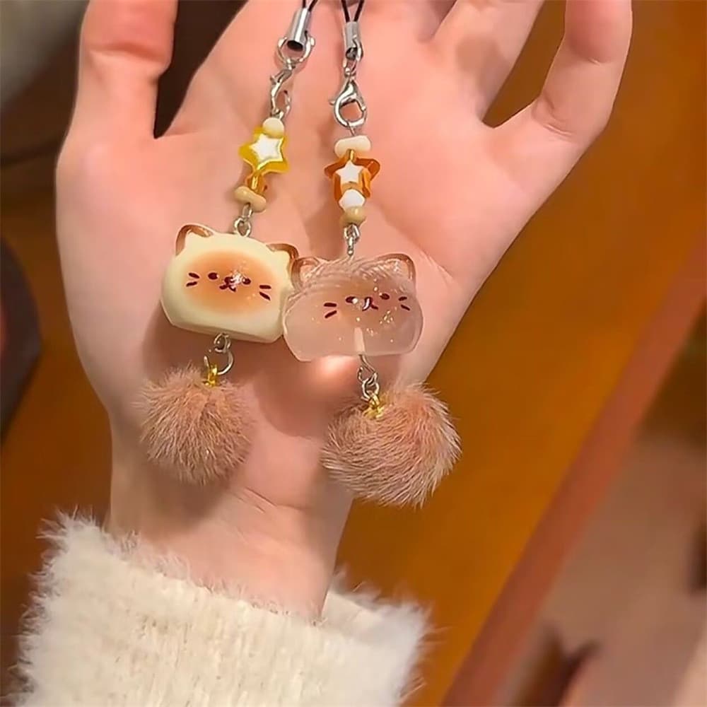 Além de gatinho de pelúcia fofo celular bebê pingente casal pingente