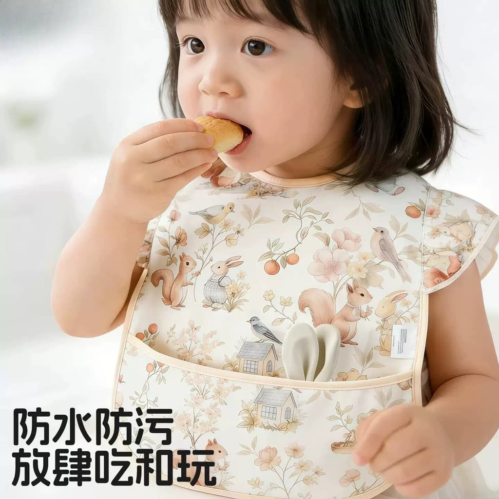 Bebê comer babador infantil suplemento alimentar sem mangas macacão especial babador impermeável Anti-sujo bolso de arro