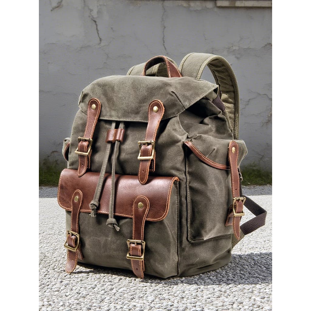 MUCHUAN Retro mochila ao ar livre dos homens saco de lona cera óleo europeu americano na moda ferramentas mochila viagem