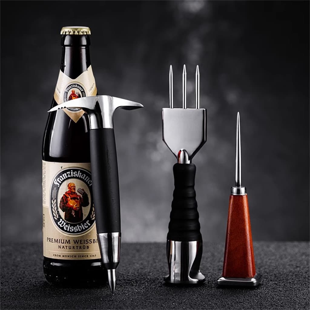 Bartender profissional cinzel de gelo de três pontas cone de gelo abridor de gelo bartender três cabeças estilo japonês