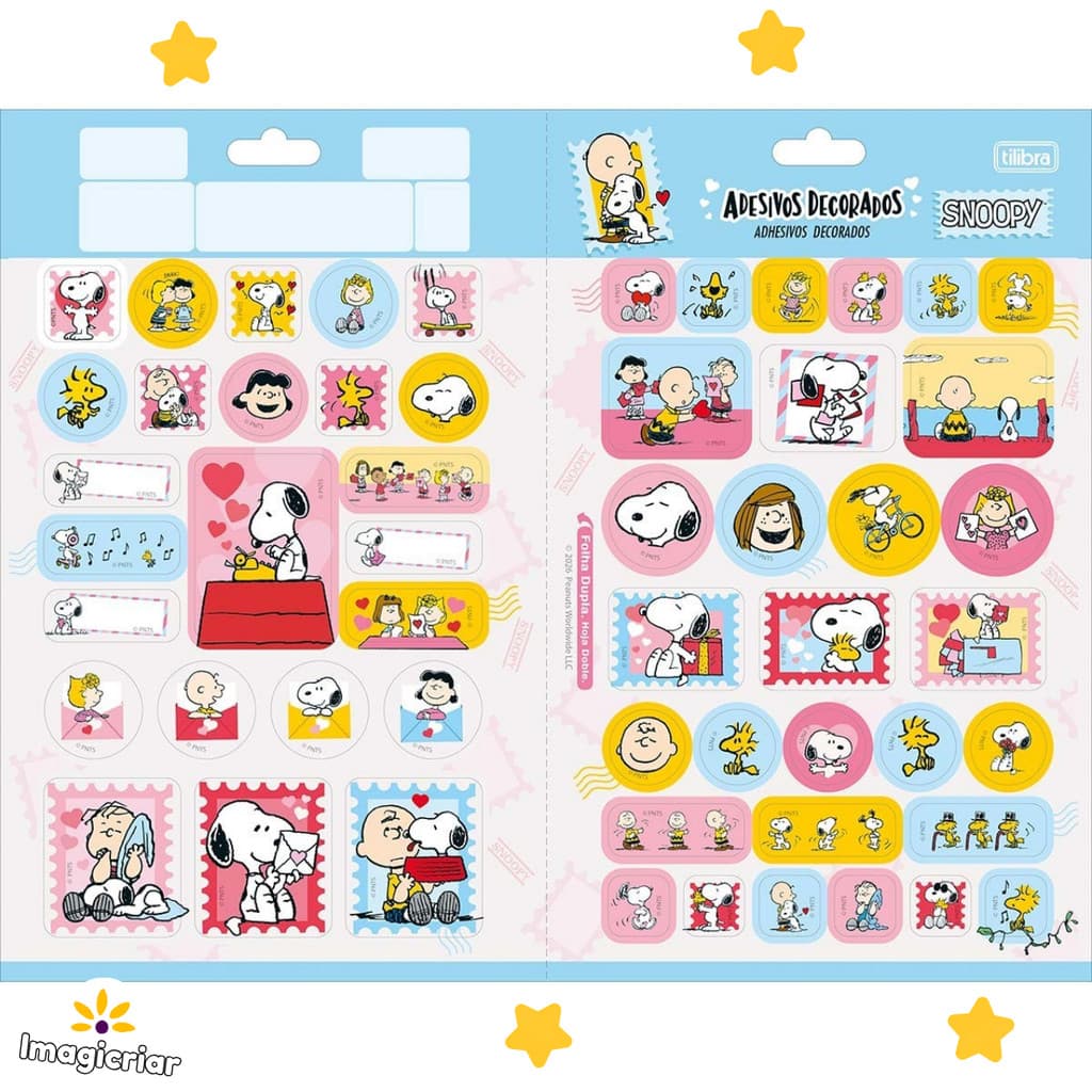 Cartela de Adesivos Snoopy Tilibra | Tamanho G