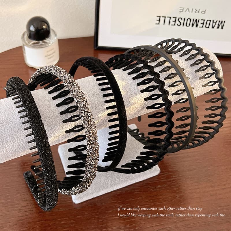 Preto quebrado cabelo bandana feminino 2024 novo estilo dentado Anti-deslizamento Hairpin verão rosto lavagem especial p