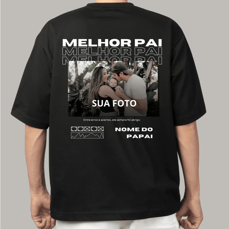 Camiseta Masculina Personalizada “Melhor Pai” com Sua Foto Camisa 100% Algodão Presente Dia dos Pais