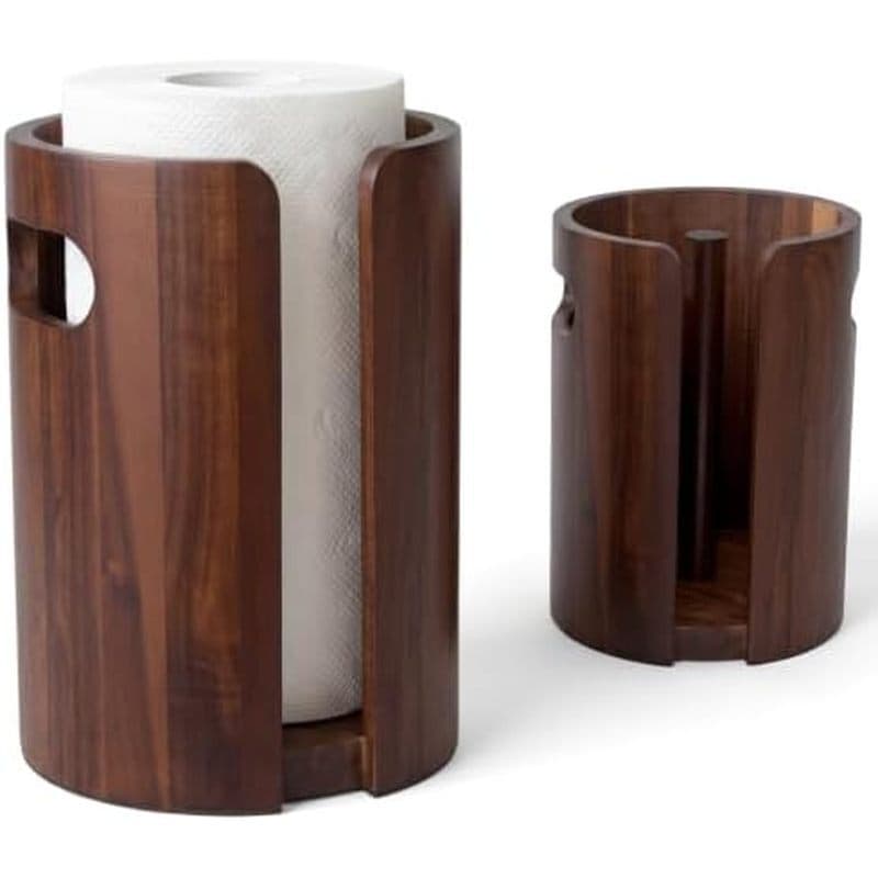 Suporte De Toalha De Papel De Madeira Para Bancada De Cozinha , De Acácia Com Proteção Contra Respingos , Alças & amp ;