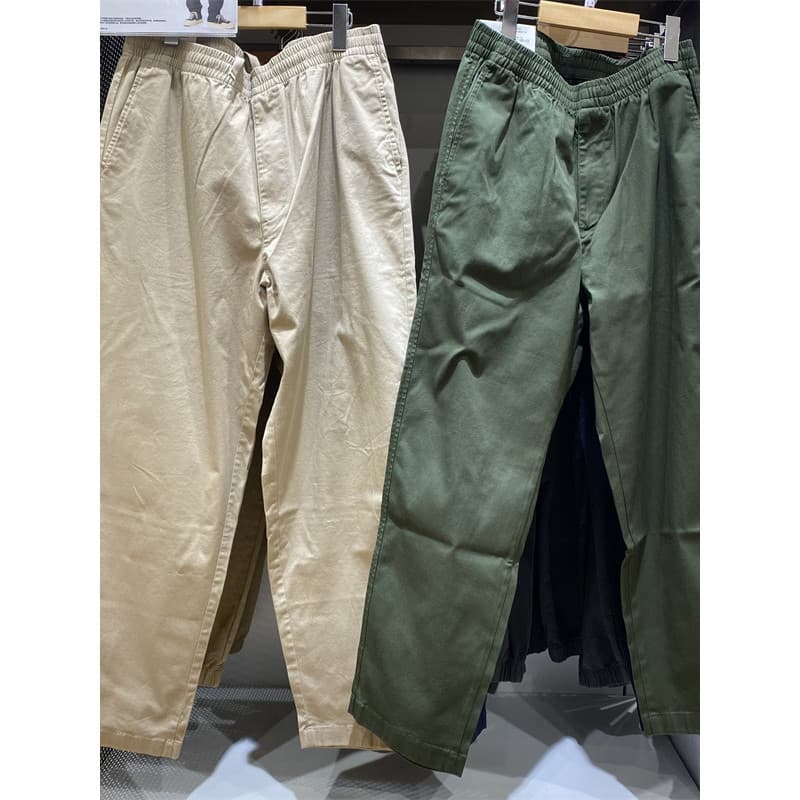Japonês único masculino estiramento algodão cintura elástica solta confortável tornozelo comprimento calças casuais calç