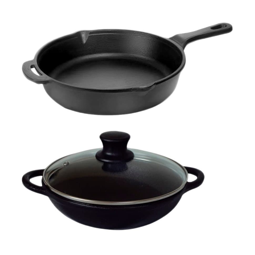 Kit Frigideira Cabo Ferro 29cm + Parmegiana Tampa Vidro 20cm