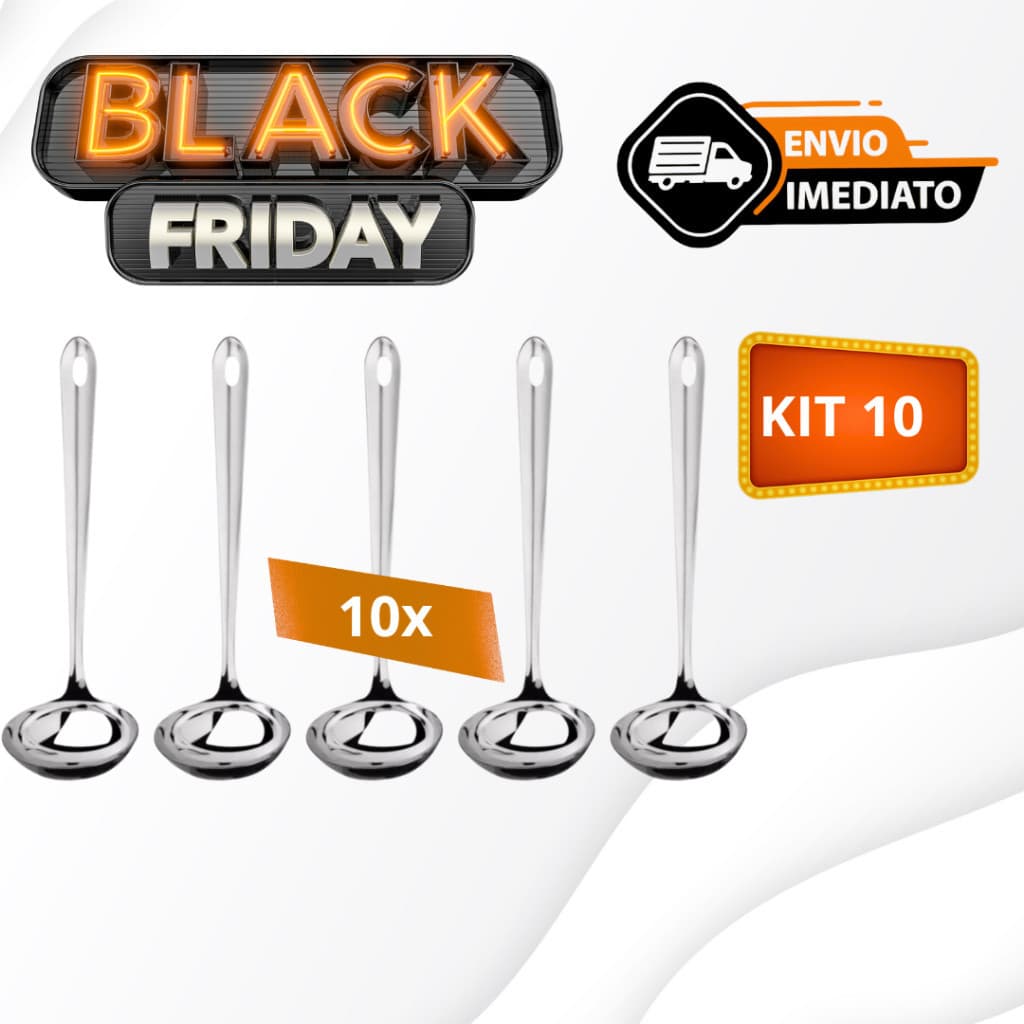 Kit 10 Conchas de Feijão Aço Inox GRANDE resistente para servir Molho Feijão Sopa Casa Restaurante