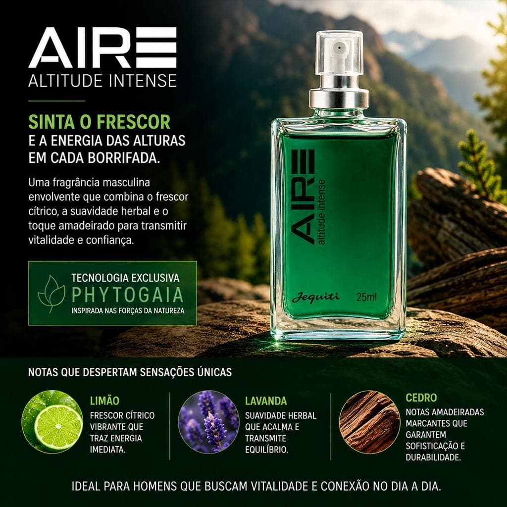 Desodorante Colônia Masculina Aire Altitude Intense Fougère Amadeirado 25ml - Jequiti