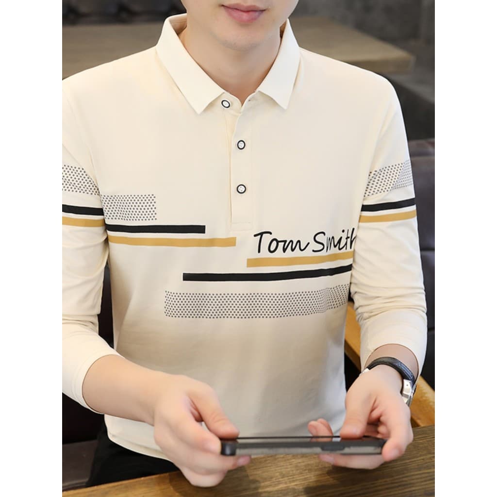 Primavera outono fino-ajuste de manga comprida camiseta líder masculino roupas de outono roupas da moda masculina juvent