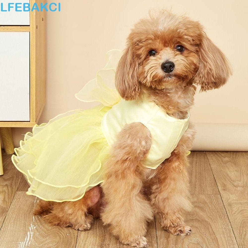 Vestido De Noiva Para Cachorro E Gato , Princesa De Cetim Com Laço Grande , Saia Fofa De Organza Macia Cachor