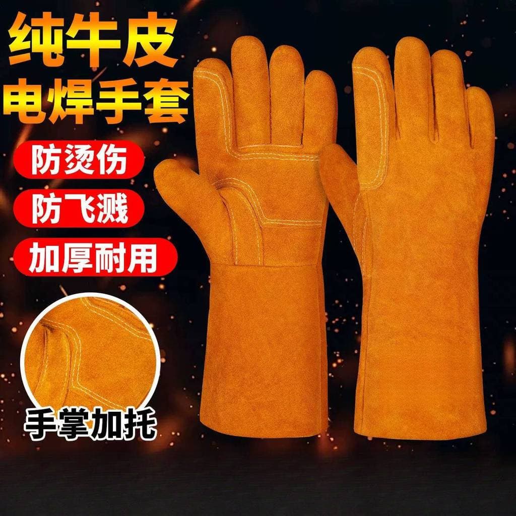Luvas de soldagem de couro resistente a altas temperaturas soldador dedicado Anti-escaldante trabalho de soldagem macia