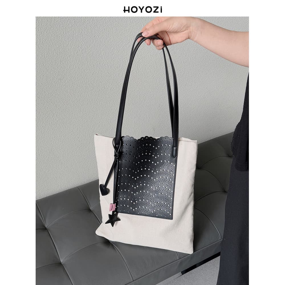 [Bolsa Xiaoyoujia] HOYOZI Original Baiyu Xingtong Bolsa de lona Bolsa de ombro oca de couro genuíno