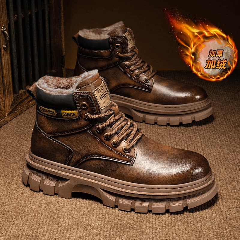 Botas de neve de sola grossa botas Martin de inverno masculinas All-Match sapatos casuais antiderrapantes botas gerais W
