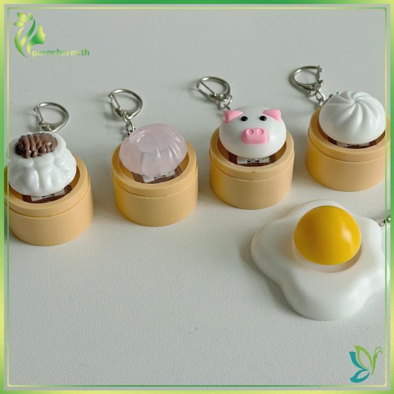 [Beleza] Bonito Pão Cozido No Vapor Espremer Chaveiro Macio Recuperação Lenta Realista Dimsum Alívio Do Estresse Brinque
