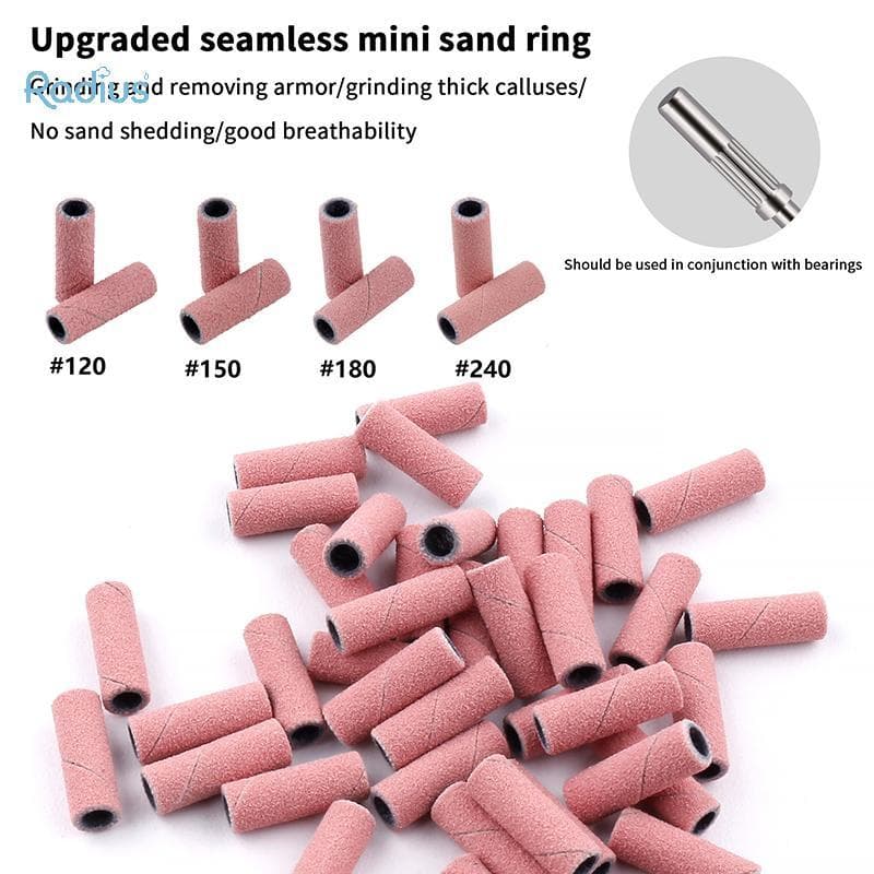 Radius Prego Mini Lixar Anel Bandas 3MM Elétrica Manicure Brocas 120/150/180/240 Grit Gel Unha Polonês Remoção Ferrament