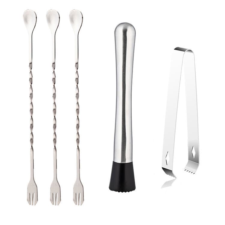 Conjunto de 5 Peças de Aço Inoxidável para Triturar Gelo, Incluindo: Muddler para Coquetéis, Martelo de Gelo, Bastão par