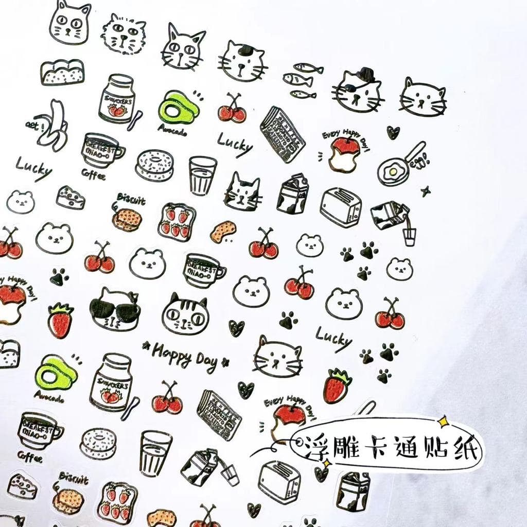 Japonês Graffiti filhote de cachorro gatinho em relevo Manicure adesivo novo estilo Super bonito pequeno Animal ccd caso