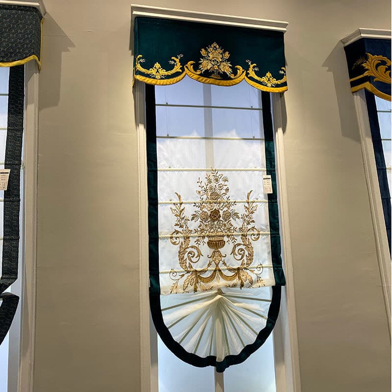 Escadas estilo europeu cortina romana cortina de rolo luz luxo gaze francesa restaurante pequena janela transparente cor