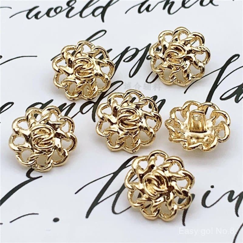 10 peças/lote flor dourada design enfeites para roupas 20mm botões de pressão para roupas costura suprimentos botões par