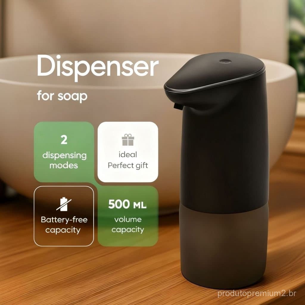 Dispensador Automático de Sabão Elétrico para Uso Doméstico, Máquina de Sabão em Espuma com Sensor