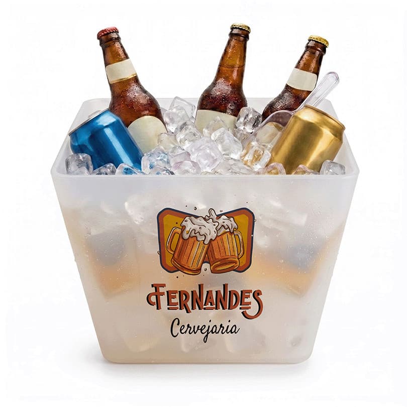 Balde De Gelo Champanheira 4,5L PP Personalizado Arte Bar Boteco Cervejaria