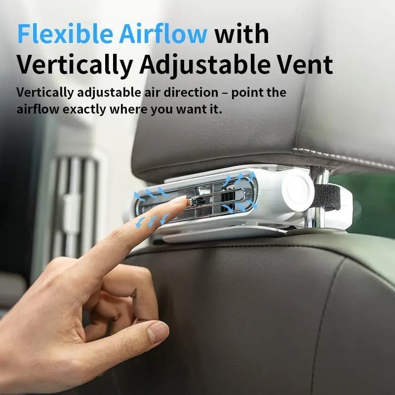 Ventilador de assento traseiro de carro recarregável de 3.000mAh Pasta estável sem perfuração de Velcro Velocidade do ve