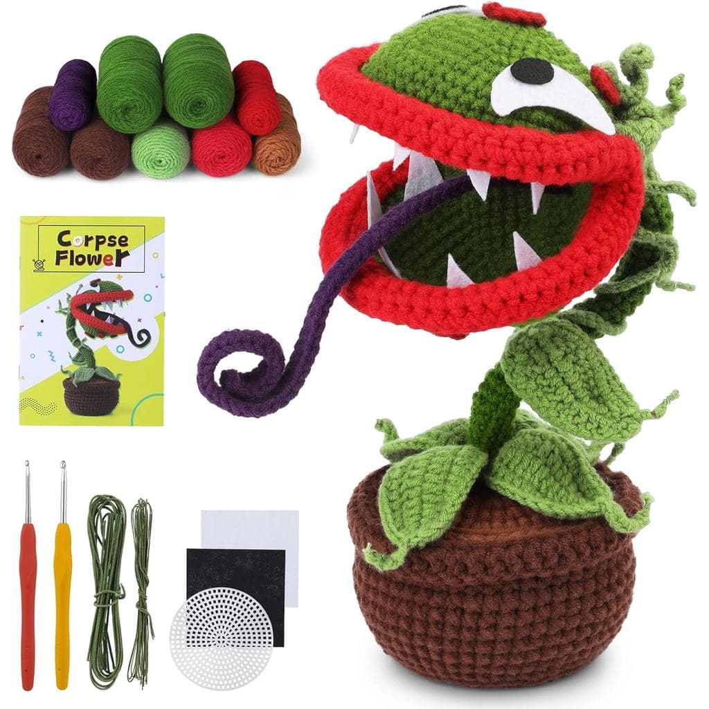 Kit de Crochê Yizzvb para Iniciantes, Kit Completo de Crochê para Iniciantes, Kits de Crochê Piranha para Adultos com Tu