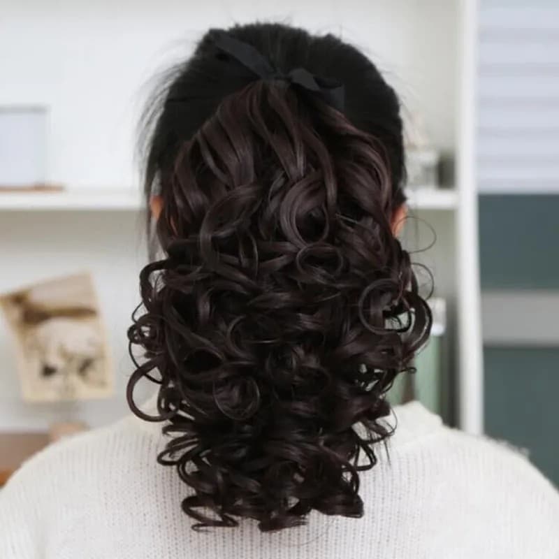 Peruca feminina rabo de cavalo amarrado invisível sem costura extensão do cabelo peça Natural realista onda grande pêra