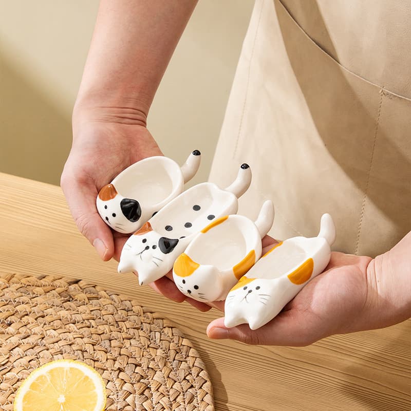 Prato Molho Gato Cerâmica Fofo Porta Palitos Hashi Rest Decoracao Mesa Presente Fofo