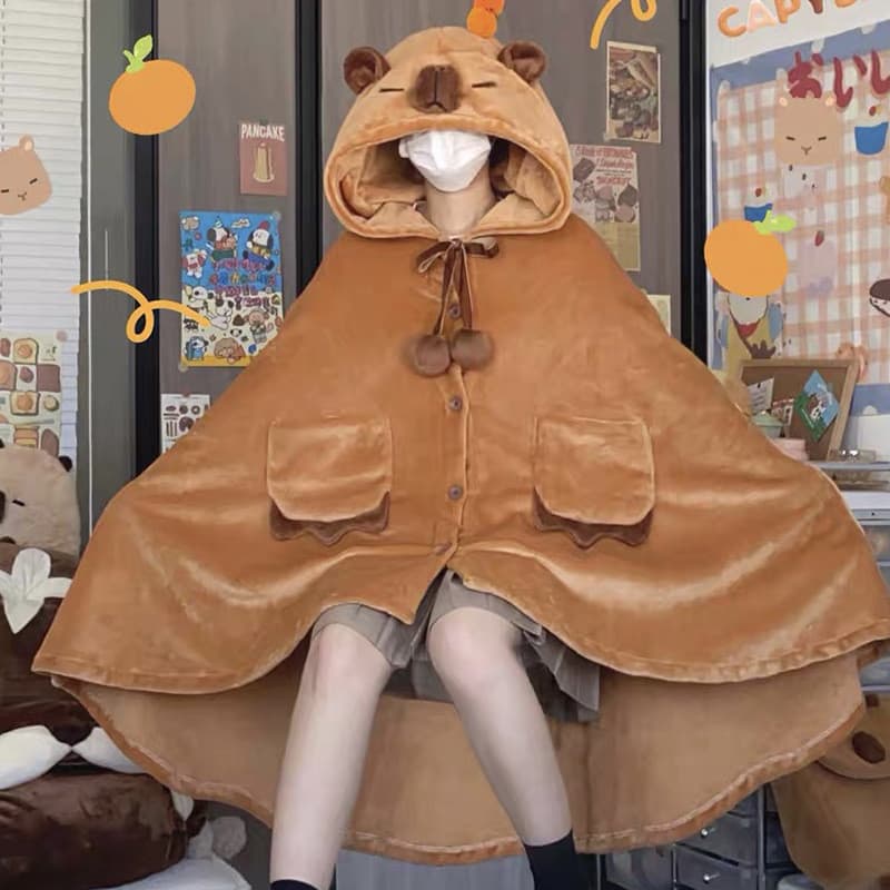 Manta Capaybara para Descanso Relaxado, Cobertor para Ar Condicionado, Ideal para Estudantes e Escritório, 8FSC