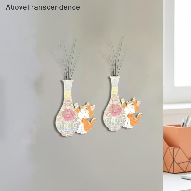 Mini Vaso Acrílico Geladeira Ímã Gato Bigodes Criativo Suporte De Flor Magnética Para Cozinha Decoração De Casa