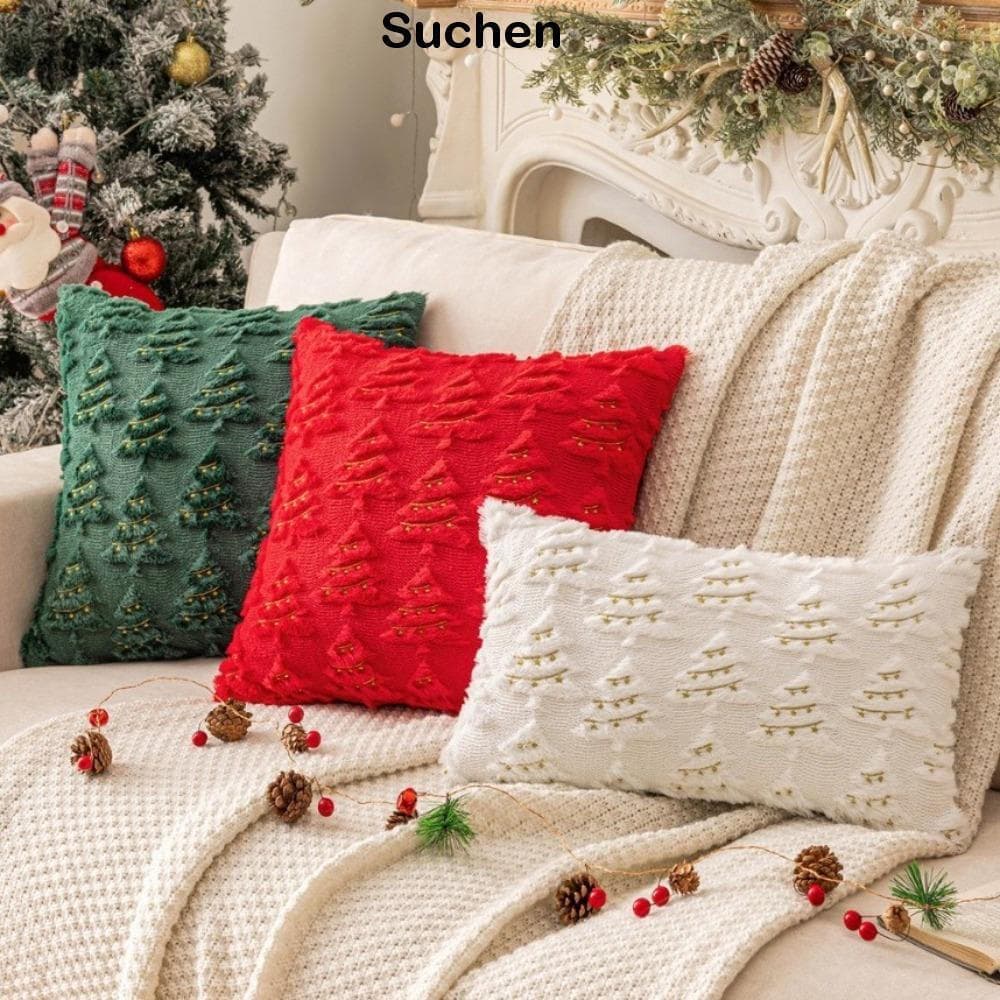 Capas De Almofada SUCHENBRI , Fronha De Corda De Luz Dourada De Árvore De Natal , Bordada De Decoração De Casa