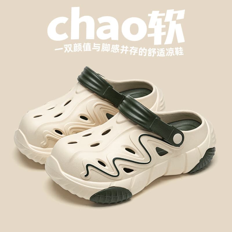 6.0 sapatos de sola grossa buraco feminino verão exterior usar sandálias chinelos femininos pequenas pessoas aumentadas