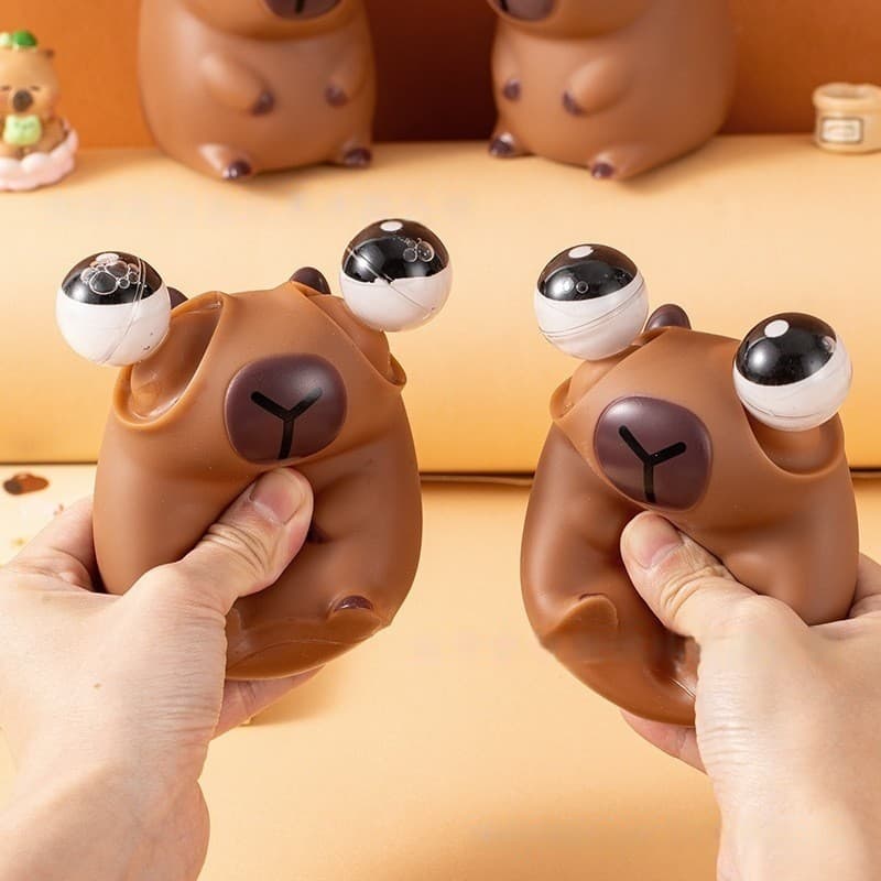 Brinquedo Criativo de Capivara com Olhos Piscantes, Brinquedo de Vinil para Brincadeiras de Crianças