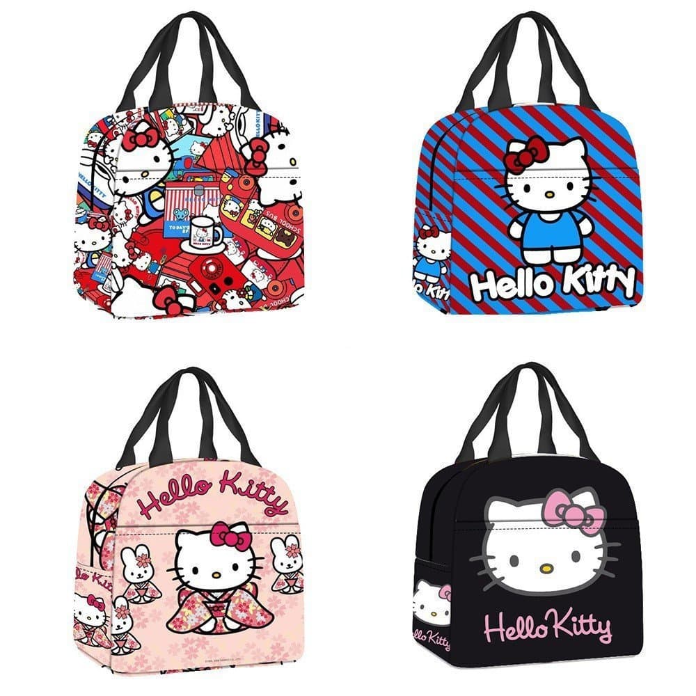 Linda Bolsa Térmica Portátil de Desenho Animado Hello Kitty para Almoço de Estudantes