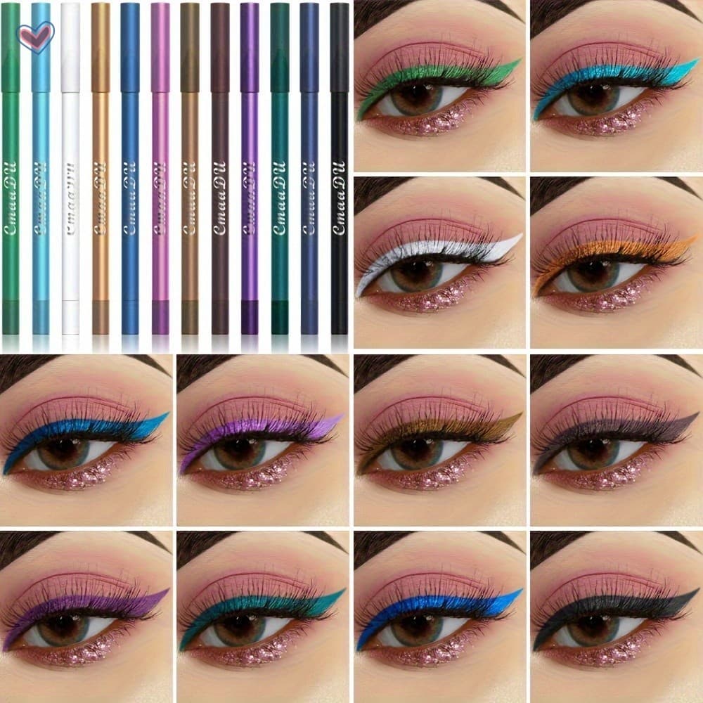 Conjunto De Delineador À Prova D'água De Manchas De 12 Peças-Maquiagem Para Os Olhos De Longa Duração