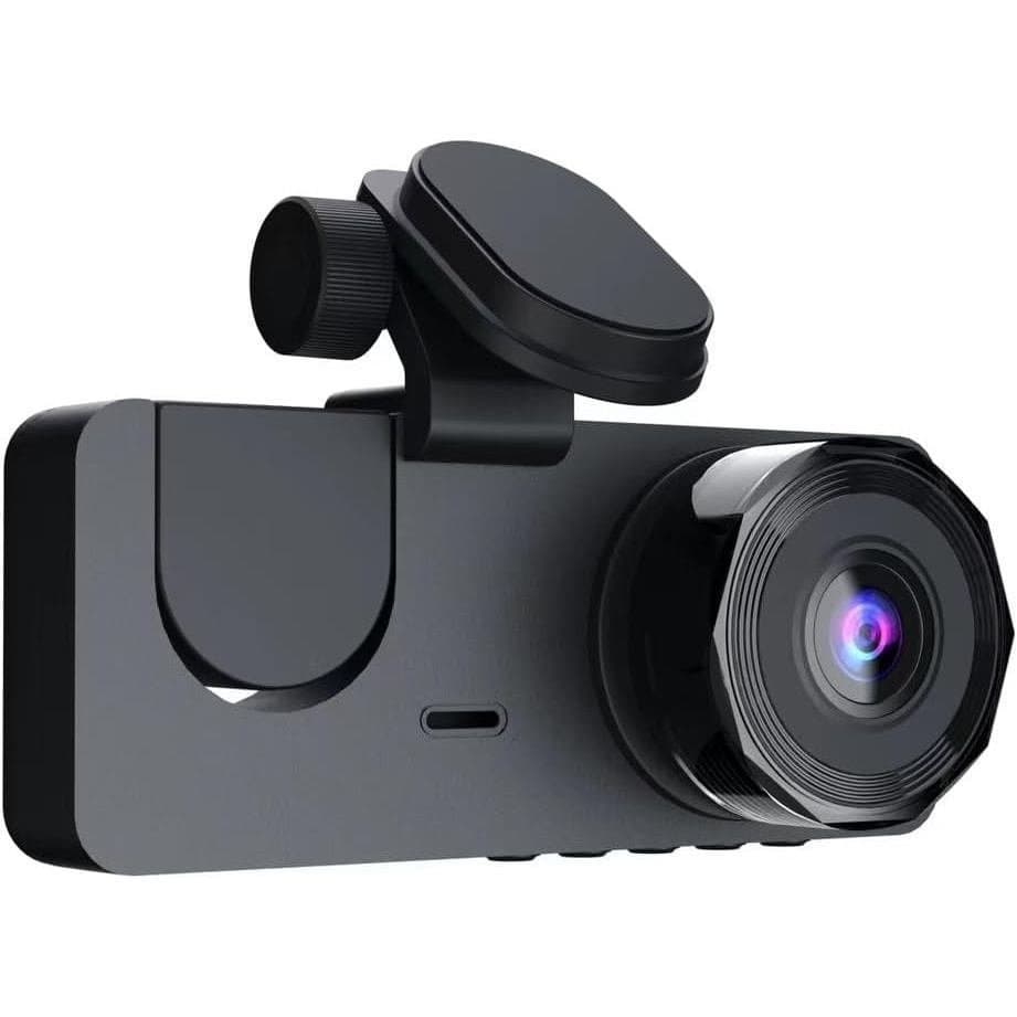 Câmera veicular de 3 canais com câmeras frontal e traseira, câmera veicular Full HD 1080P, câmera veicular com ângulo de