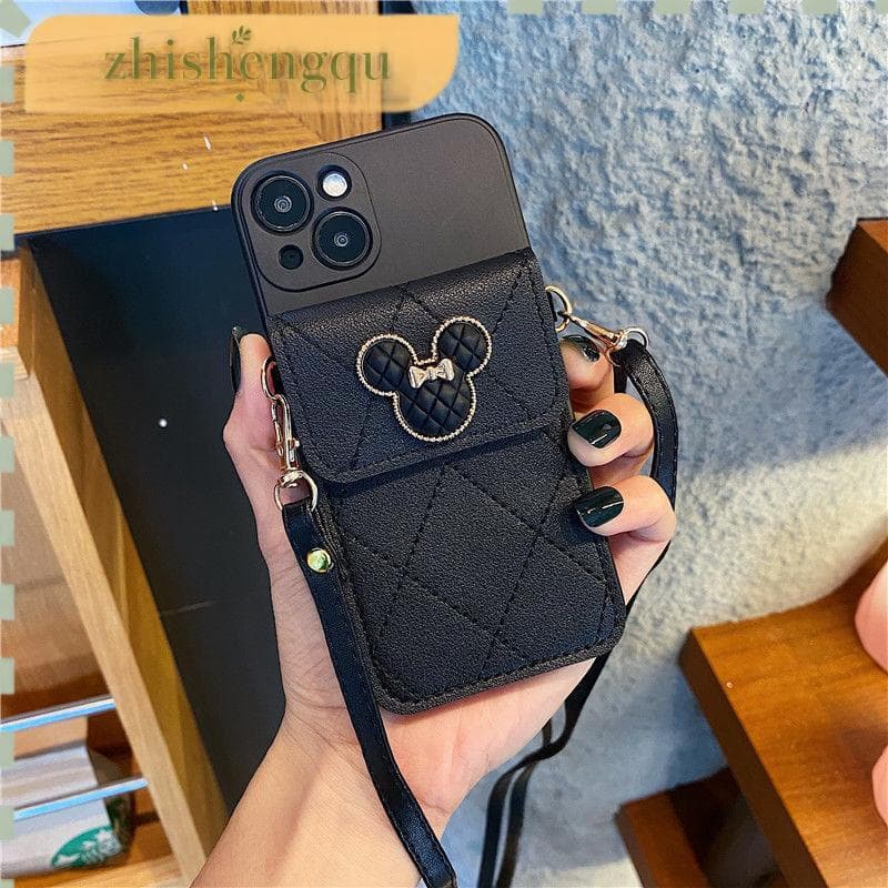 Capa Capinha Marrom Porta Cartão e Alça para iPhone 11 ao 16