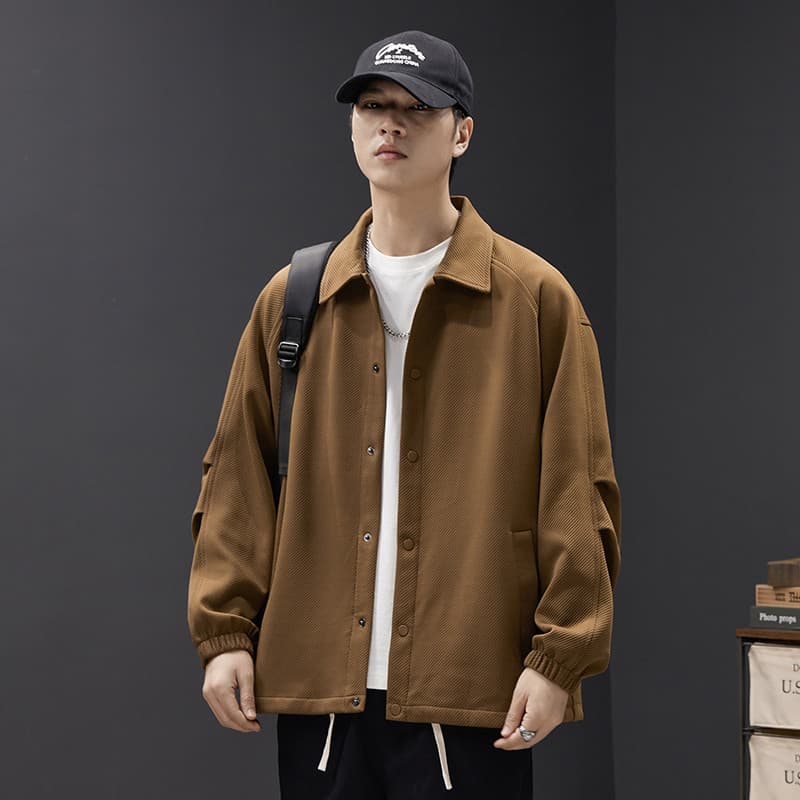 Versão coreana moda ins tendência Drape all-Match embelezamento sarja tecido de manga comprida lapela jaqueta masculina