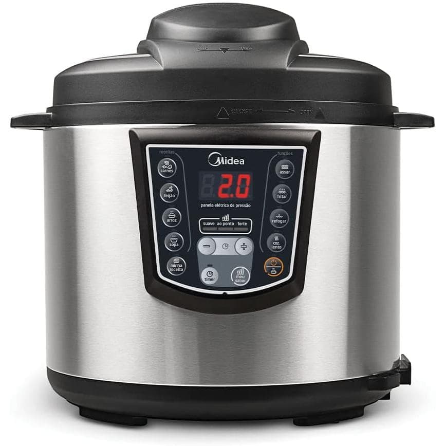 Midea Panela de Pressão Elétrica 6L Digital, Inox/Preto, 220v