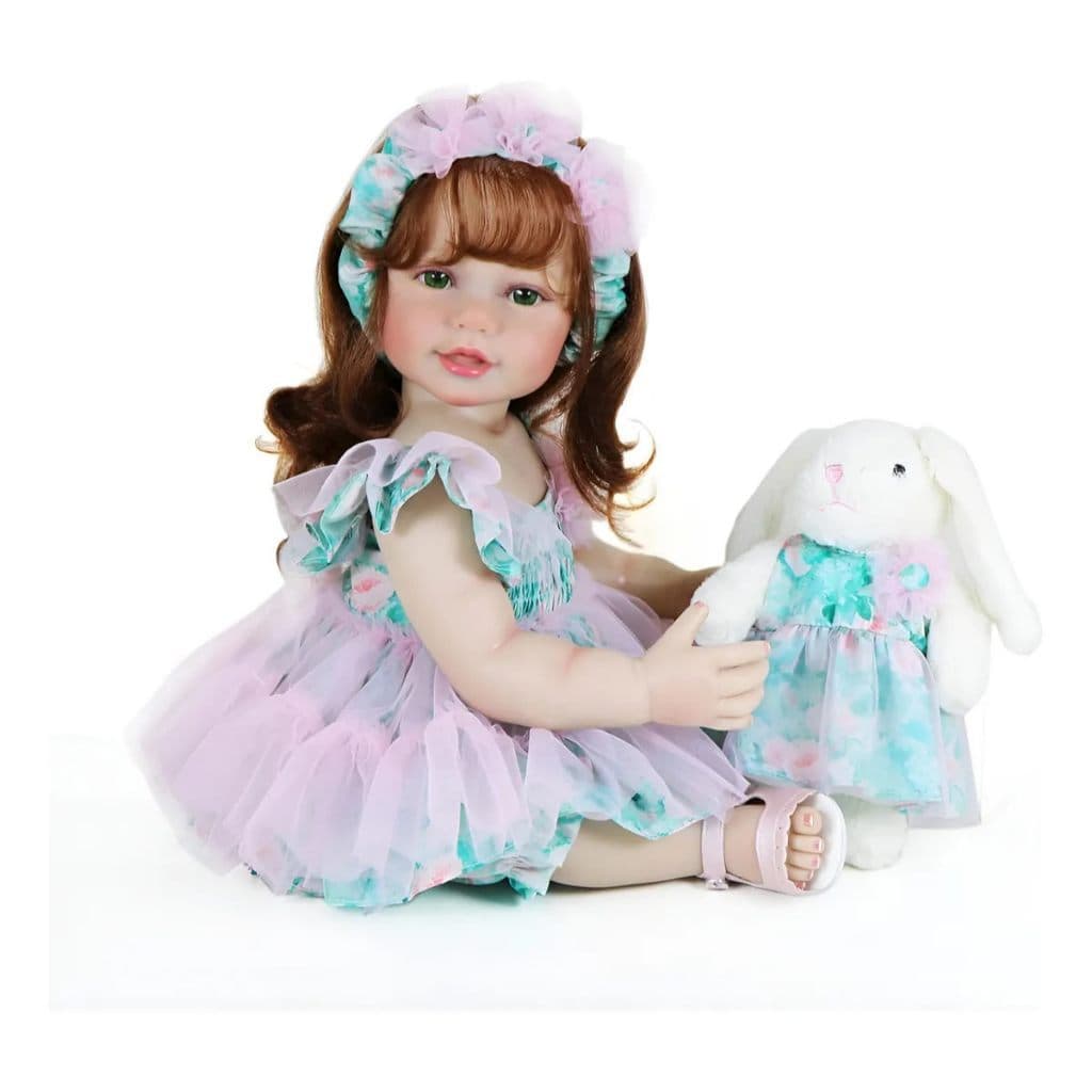 Boneca Bebe Reborn Silicone Kit Completo Olhos verdes com acessórios