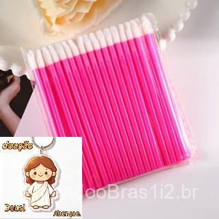 100 Aplicador Pincel Descartável Gloss e Batom Maquiagem Cílios Limpeza Sobrancelha Lipgloss