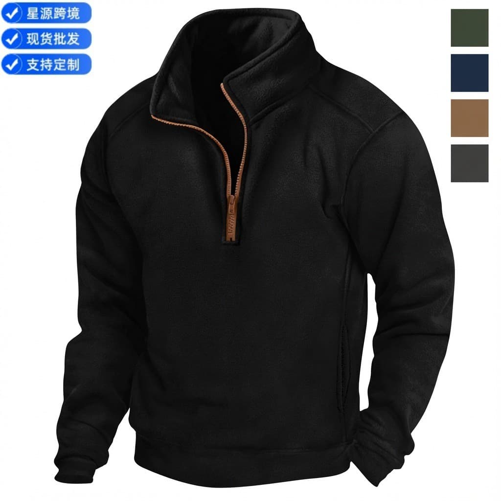 Masculino gola meio zíper manga comprida moletom tático pulôver treinamento esportivo camisa Polo de manga comprida