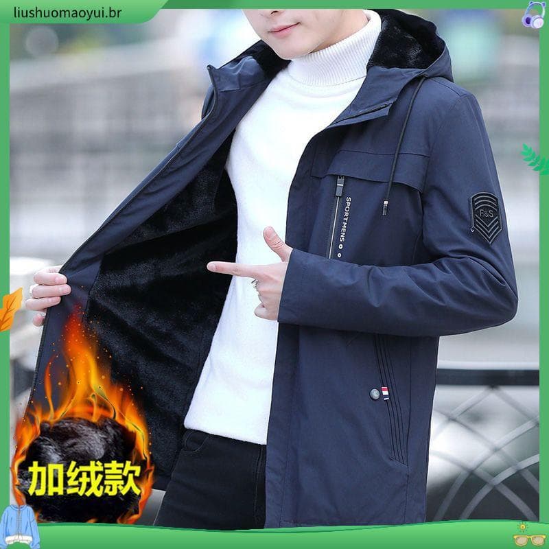 Primavera outono inverno jaqueta masculina jaqueta Casual roupas masculinas forro de lã engrossado jaqueta à prova de ve