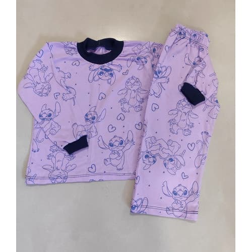 Pijama De Bebê 6 A 9 Meses Estampa Stitch Conjunto De Bebe Violeta G