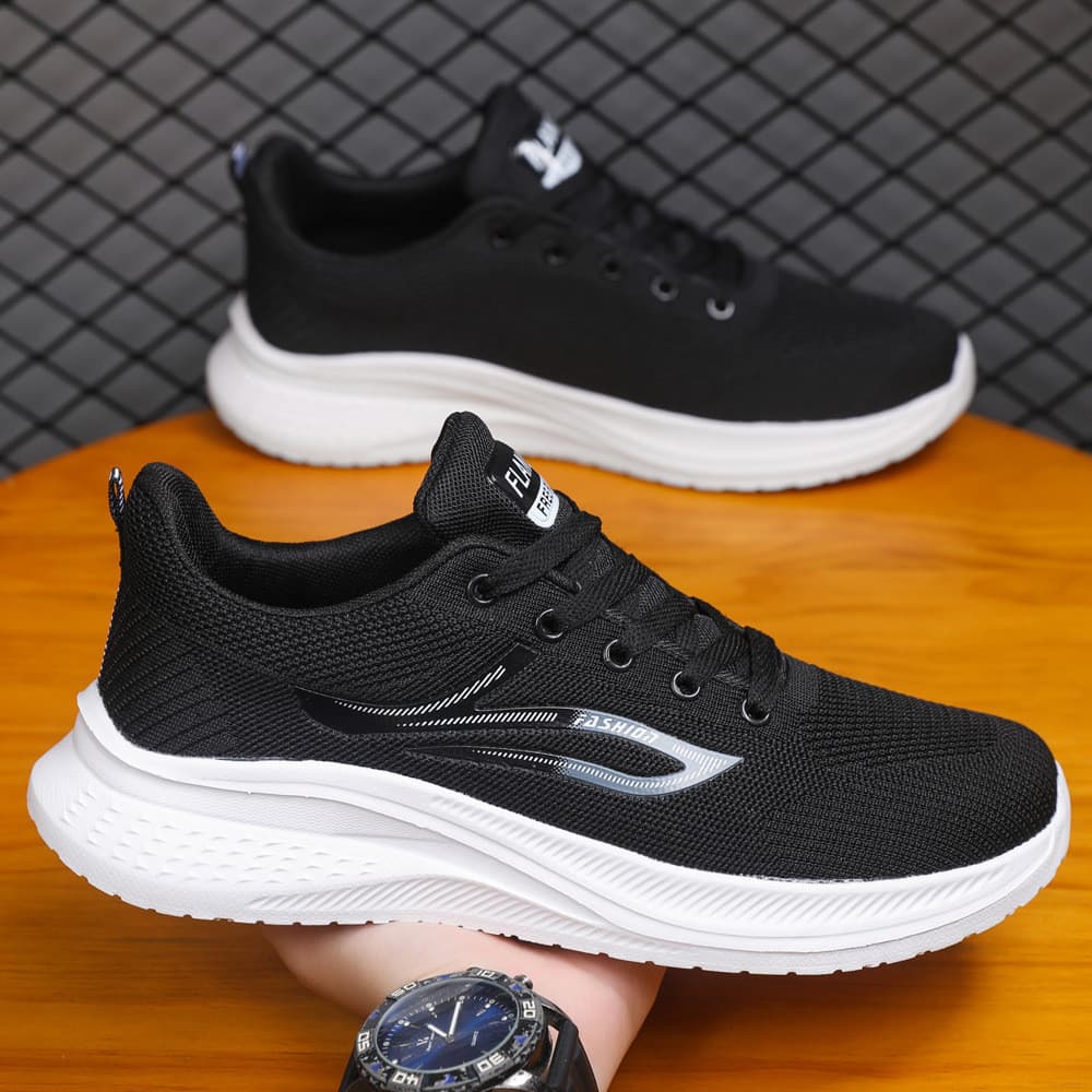 Primavera outono simples voando malha Casual masculino sola macia leve tênis de corrida