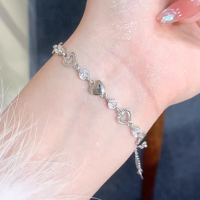 Pulseira de pérolas de nicho versátil de alta qualidade requintada pulseira de amor de zircônia temperamento arco