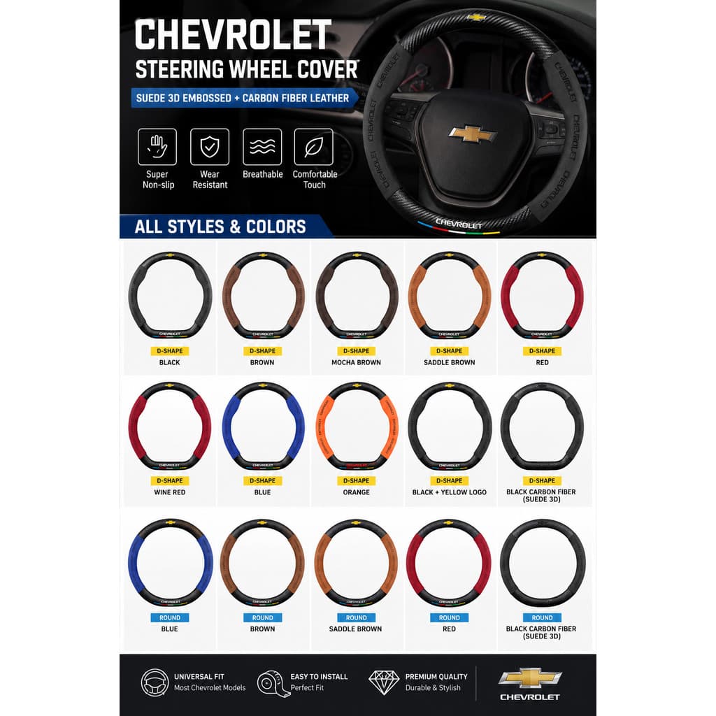 Capa De Volante De Carro Em Fibra De Carbono De Camurça Para Chevrolet Cruze Groove Impala Matiz Beat Volt Corsa Optra L